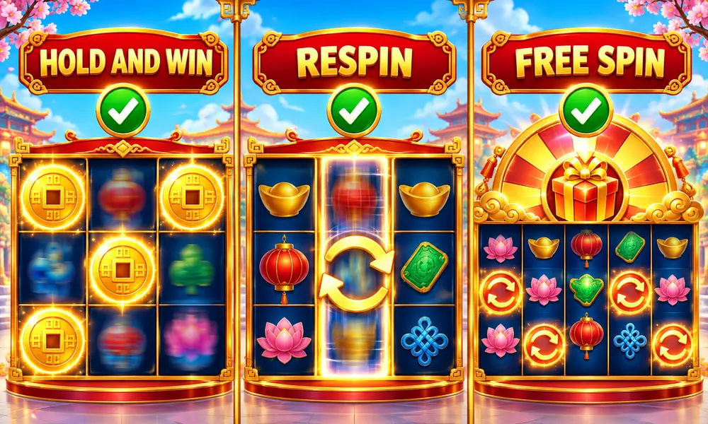 So sánh Hold And Win, Respin và Free Spin trong game nổ hũ