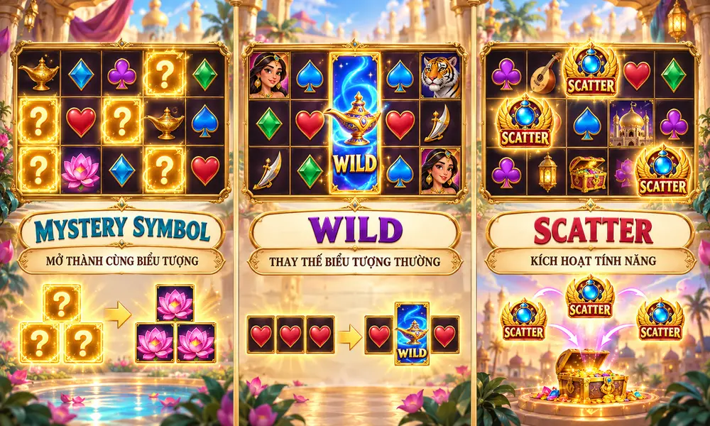 So sánh Mystery Symbol, Wild và Scatter trong game slot