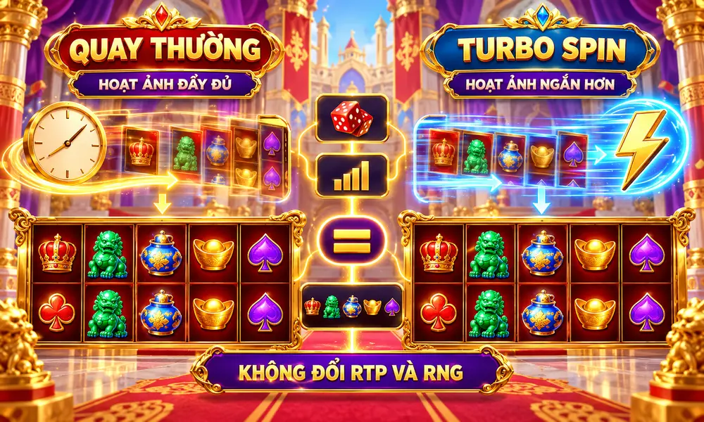 So sánh quay thường và Turbo Spin với cùng kết quả, RTP và RNG